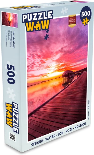 Puzzel Steiger - Water - Zon - Roze - Horizon - Legpuzzel - Puzzel 500 stukjes