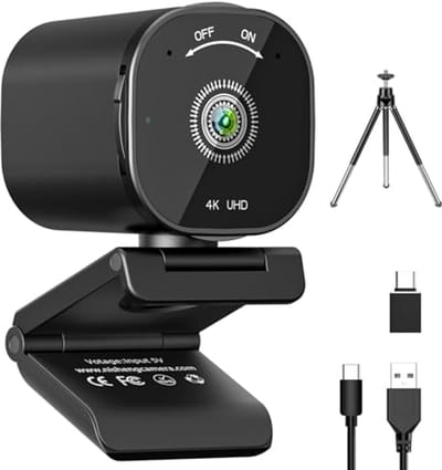 4K Webcam met AutoFocus en Dubbele Ruisonderdrukkende Microfoons voor PC en Streaming