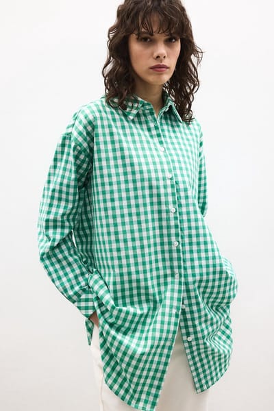 Touché Privé - Lange geruite blouse - Groen - Dames