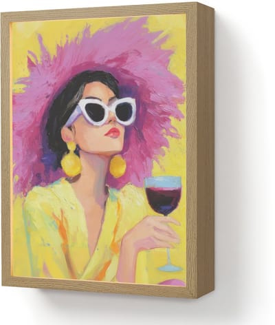Wandlamp 30x40 cm - Oplaadbaar - Vrouw - Hoed - Paars - Wijn - Wandlampen binnen woonkamer - Slaapkamer lamp - Decoratieve nachtlamp - Vloerlamp draadloos
