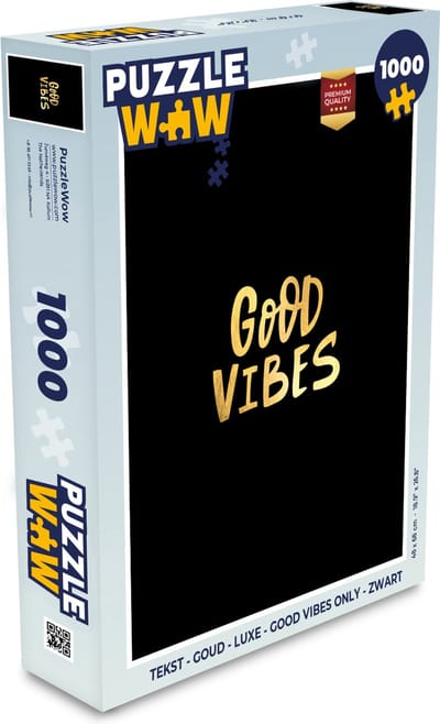 Puzzel Tekst - Goud - Luxe - Good vibes only - Zwart - Legpuzzel - Puzzel 1000 stukjes volwassenen