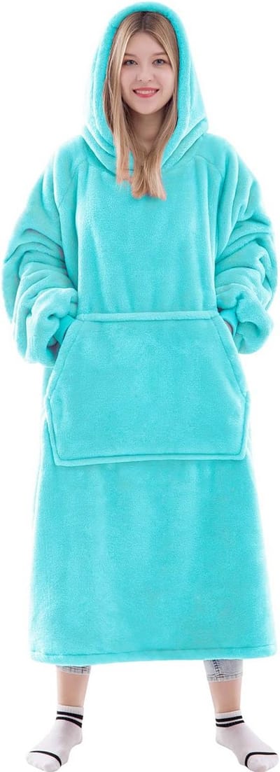 Draagbare Deken Hoodie voor Volwassenen - Warme en Gezellige Flanellen Deken met Mouwen en Gigantische Zak