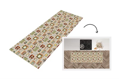 Keukenloper 150x50 cm - Keukenmat vinyl Radio - Telefoon - Retro - Patroon - Keukenmatten loper - Keuken vloerkleed tapijt