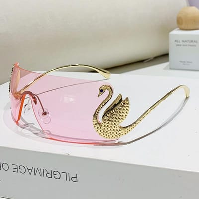 Nouveaux Lunettes de Soleil Sans Monture Élégantes Pour Femmes Surdimensionnées Lunettes de Soleil Décontractées Premium Monture Grande Forme Tendance Lunettes de Vue UV400