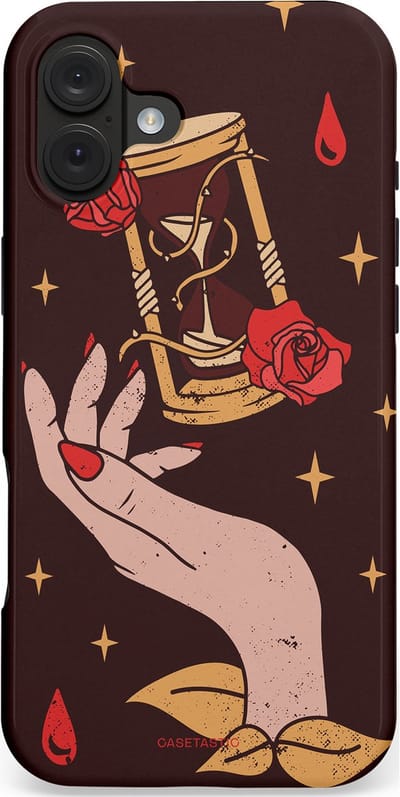 Casetastic hoesje geschikt voor Apple iPhone 16 Plus - MagSafe - Dubbellaagse bescherming - Magische Hand Roos - Fashion Case - Zwart Perzik