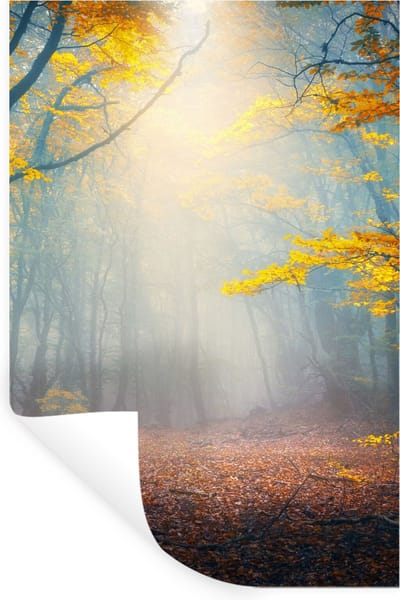 Muurstickers - Sticker Folie - Bos - Mist - Herfst - 20x30 cm - Plakfolie - Muurstickers Kinderkamer - Zelfklevend Behang - Zelfklevend behangpapier - Stickerfolie
