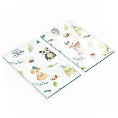 Gehard glazen panelen met decoratief patroon, dierenthema, kinderkamer, 2x30x52 cm