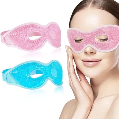 Koelmasker voor Ogen - 2 Stuks Gel Oogmasker voor Warmte- en Koude Therapie, Verstelbare Band, Ideaal voor Thuis, Kantoor en Reizen