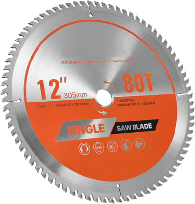 Cirkelzaagblad, 305mm Diameter, 80 Duurzame Legeringsstaaltanden, 25,4mm Schaft, Gladde Afwerking, Houtsnijblad voor Cirkelzaag, Met Geluidsdempende Warmteluchten, Geschikt voor Multiplex, Osb, Hardhout