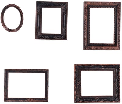 Dailygoods- Miniatuur Fotolijst Vintage - 5 Stuks - Kunststof - Retro