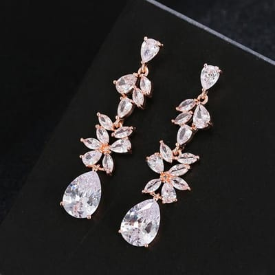 Emmaya – boucles d'oreilles longues au Design fascinant, décoration en Zircon cubique Noble pour femmes et filles, élégantes, trois couleurs au choix, cadeau de fête rose or