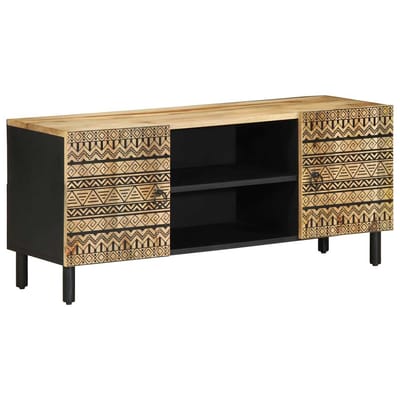 vidaXL - Tv-meubel - 105x33,5x46 - cm - massief - ruw - mangohout - zwart