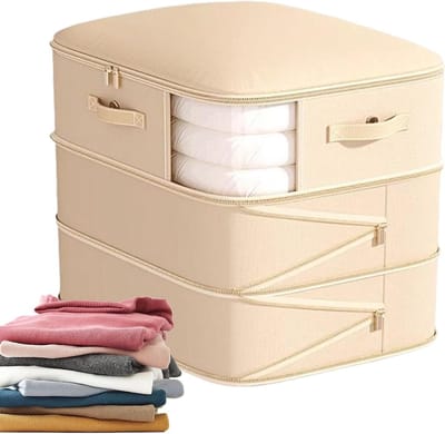 Compressiezak Kleding - Opbergzak - Ruimte Besparen - Vochtwerend - 52 x 46 x 60 cm - Crèmekleurig