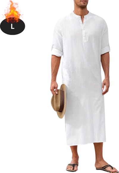 Nivard Islamitische Kleding - Djellaba Heren - Moslim Kleding - Arabisch Mannen Kaftan - Alhamdulillah - Wit L
