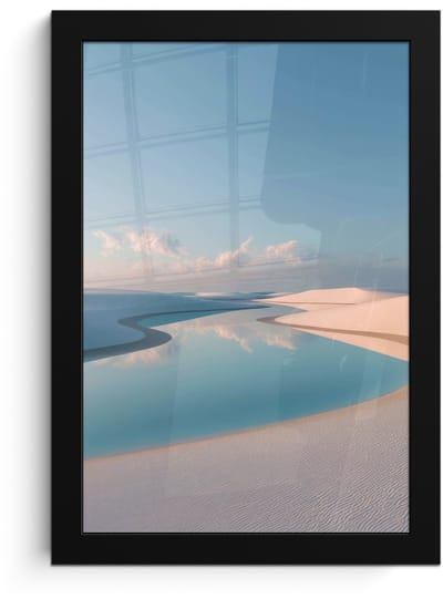 Poster in lijst - Fotolijst 20x30 cm - Posters - Duinen - Waterplas - Oneindige rust - Posterlijst zwart - Decoratie - Wanddecoratie woonkamer - Muurdecoratie slaapkamer