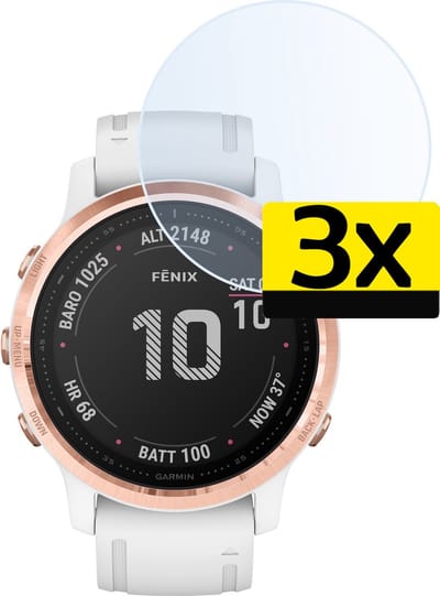 Screenprotector - 3 Stuks - Geschikt voor Garmin Fenix 6s Pro - Sterk & Shockproof - Tempered Glass - Beschermglas Screen Cover - Gehard Glas - Bescherm Protector voor Smartwatch