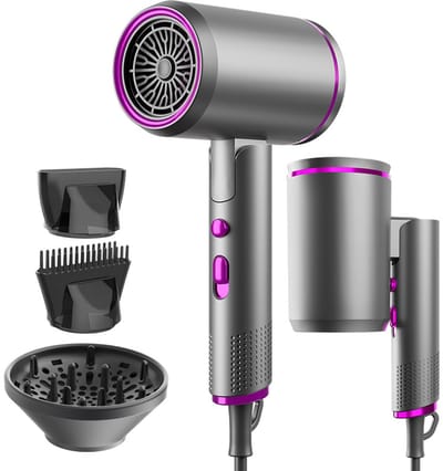 Inklapbare Ionen Haardroger 2400W - Professionele Reisföhn met AC Motor - Snel Drogen Haarstyler met Heet/Koud Knop & 3 Standen - Salon Kwaliteit Föhn voor Thuis & Onderweg - 1 Stuk