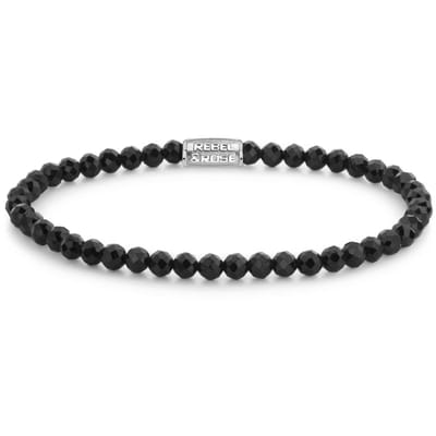 Rebel & Rose Black Glam Rocks Silver Armband RR-40160-S – Zwarte Spinel 4mm