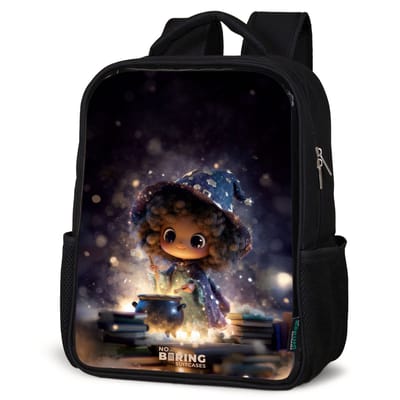 NoBoringSuitcases.com® - Rugzak zwart - Schooltas jongen & meisje - Magische Nacht vol Toverkunst - Rugtas voor school - Boekentas kind - Schoolrugzak - Kinderrugzak