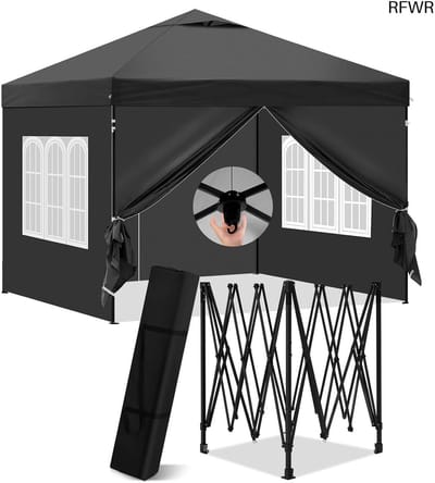 Partytent met Zijwanden - Pop-up Tent - Feestelijke Bijeenkomsten - Waterdicht UV Beschermend - 3 x 3 Meter - Antraciet