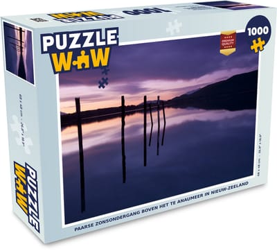 Puzzel Paarse zonsondergang boven het Te Anaumeer in Nieuw-Zeeland - Legpuzzel - Puzzel 1000 stukjes volwassenen