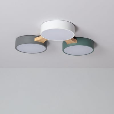 Ronde LED Plafondlamp 30W | Hout & Metaal | Instelbare Lichtkleur | Scandinavisch Design