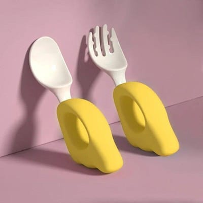 Baby Lepel Vork Leren Eten Training 1-2 Jaar Oud Eten Baby Kind Eetstokjes Set Aanvullend Voedsel Vork Plastic Servies