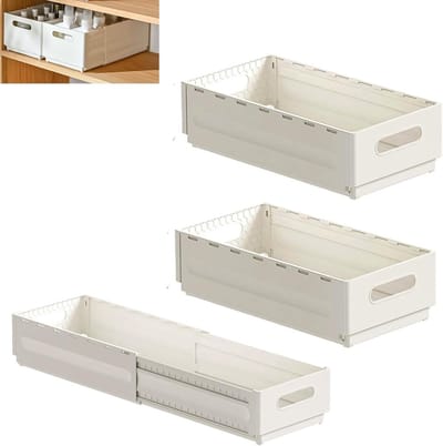Verstelbare Ladeorganizers Set van 2, 28.5-53 cm, Inklapbare Opbergdozen voor Keuken, Badkamer en Kantoor, Ideaal voor Efficiënte Opslag en Ruimtebesparing