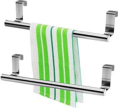 Famanu – Handdoekhouder set van 2 stuks, deurhanddoekhouder voor keuken en badkamer, 23,6 cm, zonder boren