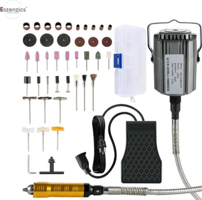 Eszenzics™ Polijstmachine Pro6 - Krachtige aandrijving - 780W - Slang 100cm - Uitgebreide set toebehoren - Voetpedaal - Snelheid traploos - Sieraden - Hout - Steen - Metaal