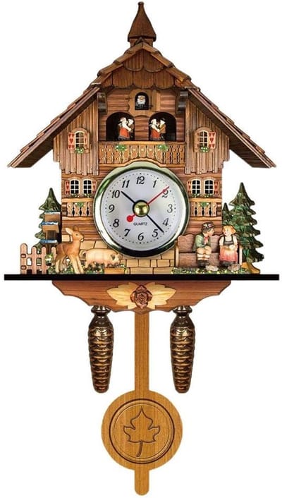 aladdien - Vintage Wandklok - Koekoeksklok - Retro Houten Koekoek Vogelhuisje - Scandinavische Stijl - Decoratieve Klok - Woondecoratie - Binnengebruik