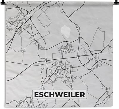 Wandkleed - Wanddoek - Kaart - Eschweiler - Duitsland - Plattegrond - Stadskaart - 180x180 cm - Wandtapijt