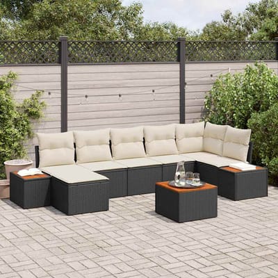 vidaXL - Tuinbank - Set - 8 - st - 7-Aantal - zitplaatsen - Zwart - en - Crème