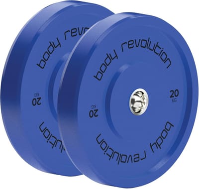 Olympische bumperplaten - blauw - 2x20 kg - rvs binnenring