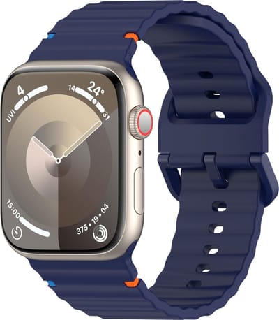 By Qubix - Geschikt voor Apple Watch bandje - Geschikt voor Apple watch bandje - Wave sportband - Donkerblauw - Geschikt voor Apple Watch 38mm / 40mm / 41mm / 42mm - siliconen sport bandje - smartwatchbandje