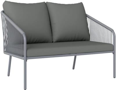 Tuinset - Tuinbank - Loungeset met 2-Zitsbank & Kussens - Tuinmeubelset voor 2 Personen - Tuinbank - Zitset - Tuinsalon - Zitgroep - voor Terras, Balkon, Tuin - Grijs