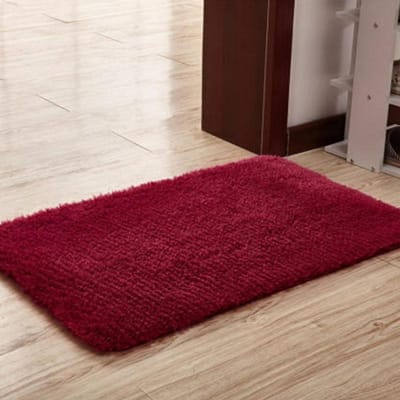 Tapis Rond en Laine d'Agneau Imitation Couleur Unie Peluche Épaissi Laine d'Agneau Imitation Tapis de Chevet Table Basse Canapé Tapis de Sol 40*60cm