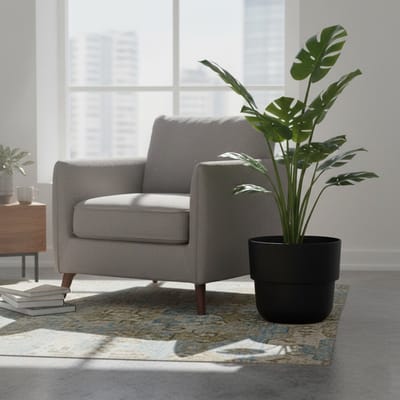 Serinova Kuple Bloempot - bloempotten voor binnen en buiten - Zwart - 70% Gerecycled - Duurzaam - Met Drainage
