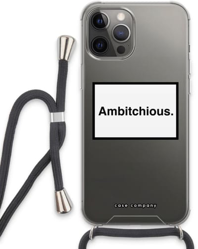 Case Company® - Hoesje met koord geschikt voor iPhone 13 Pro Max hoesje met Koord - Ambitchious - Telefoonhoesje met Zwart Koord - Bescherming aan alle Kanten en Over de Schermrand