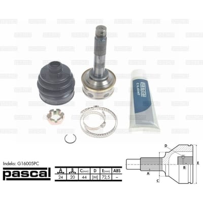 Homokineet reparatie set, aandrijfas PASCAL G16005PC