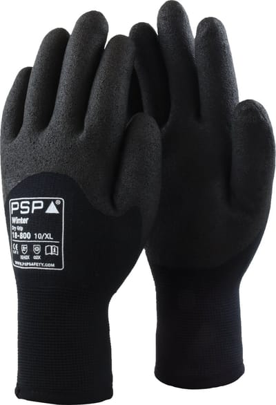 2 paar - Werkhandschoenen PSP 18-800 Winter Dry Grip Pro, Zwart, maat 08 / M