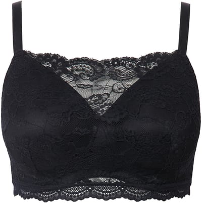 Ulla Popken - Dames - Bralette zachte cups kant zonder beugel - Zwart - Maat 95B