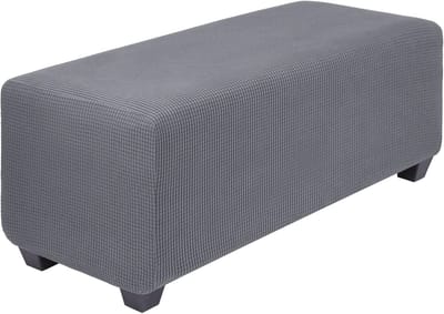 Hoog Rekbare Poefhoes met Elastische Onderkant - Jacquard Stof - Donkergrijs