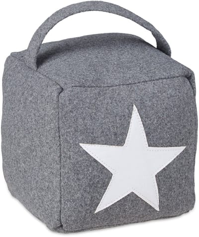 deurstopper ster - met handvat - stof - 20 x 15 x 15 cm - grijs