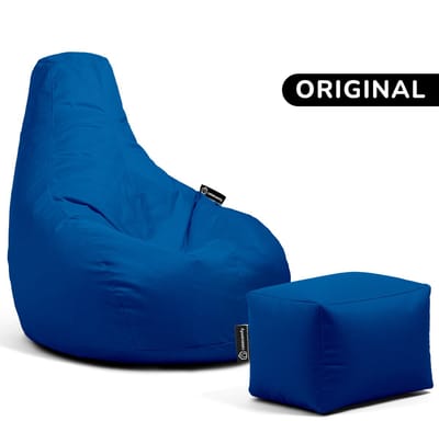 Casacomfy Premium Original - Complete Zitzak Set met Voetenbankje - Voor Volwassenen & Kinderen - Inclusief 200L Vulling - Blauw
