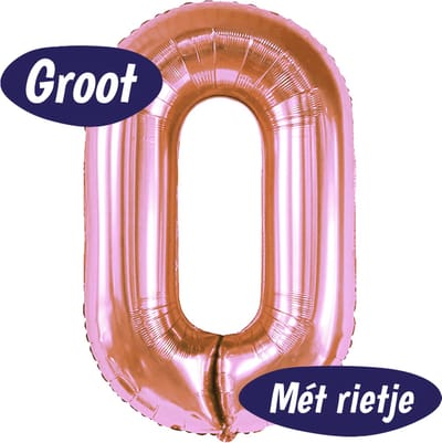 Cijfer Ballonnen - Ballon Cijfer 0 - 70cm Rosé goud - Folie - Opblaas Cijfers - Verjaardag - 10, 20, 30, 40, 50, 60, 70, 80, 90 jaar - Versiering