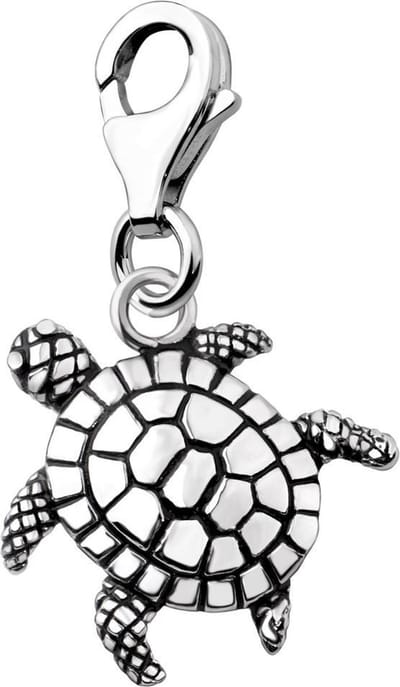 Quiges – Charm – Hanger - Schildpad - Verzilverd - karabijnslot - geschikt - voor - Bedelarmband - QHC072
