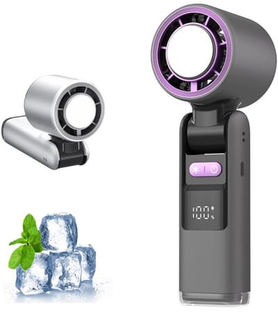 Draagbare, opvouwbare turbineventilator met 100 instelbare snelheden. Deze mini-hogesnelheidsventilator is voorzien van een led-scherm en is geschikt voor op reis, op kantoor, tijdens het kamperen en thuisgebruik. (Zwart)