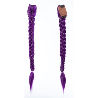 Devil Hunting Meisjesgroep Pruik Paardenstaart Paarse Pruik Vlecht Goud Frituurdeeg Twists Vlecht 26inches blue