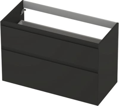 INK® wastafelonderkast 2 laden greeploos gelakt asymmetrisch 100x45x65cm, mat antraciet